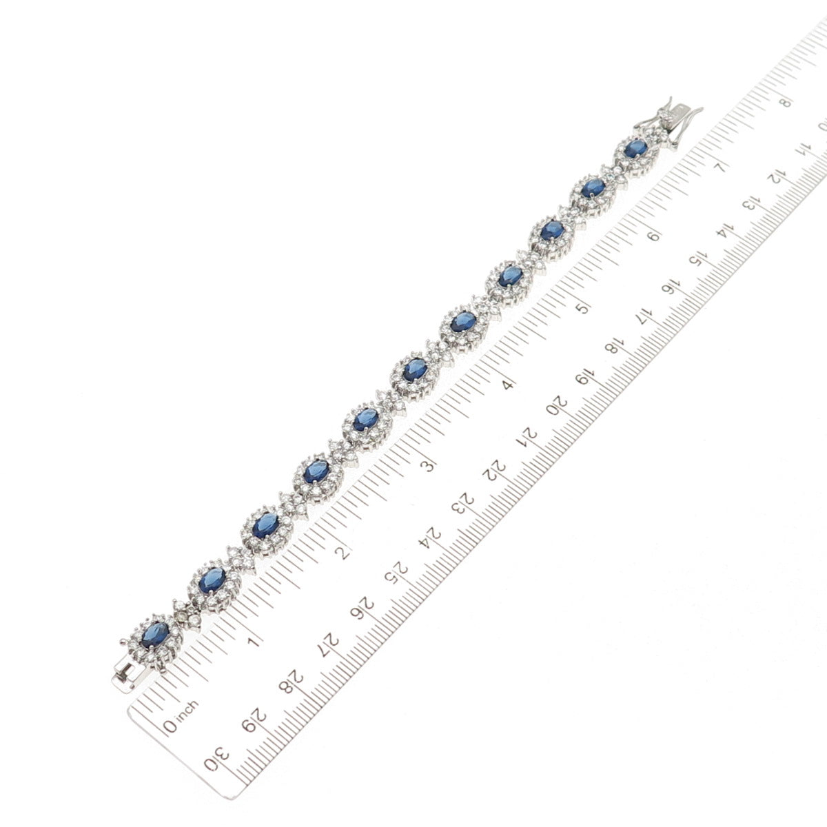 925 Sterling Silver Real Tanzanite & C Z Bohemian Bracelet 6.75"