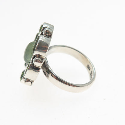 NICKY BUTLER 925 Sterling Silver Vintage Real Prehnite & Peridot Ring Size 6.25