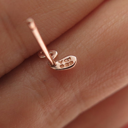 925 Sterling Silver Rose Gold Plated Modernist Zig Zag Stud Earrings