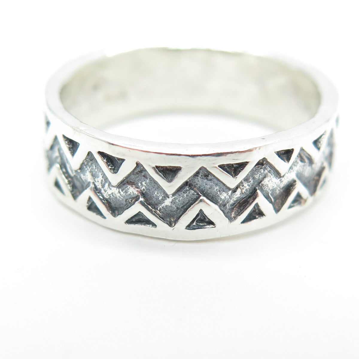 925 Sterling Silver Vintage Zig Zag Band Ring Size 8.5
