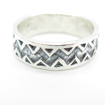 925 Sterling Silver Vintage Zig Zag Band Ring Size 8.5