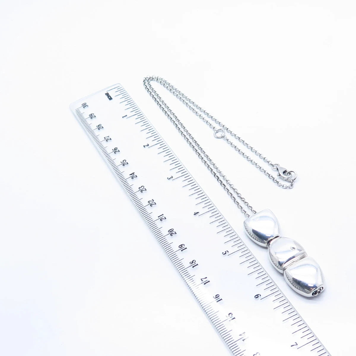925 Sterling Silver Vintage C Z Rolo Chain Necklace 16"