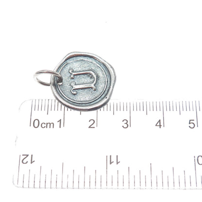 WAXING POETIC Sterling Silver Vintage Letter U Initial Oxidized Charm Pendant