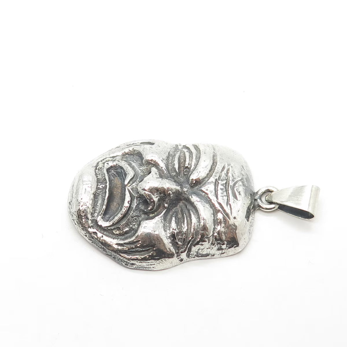 925 Sterling Silver Vintage Japanese Mask Oxidized Pendant