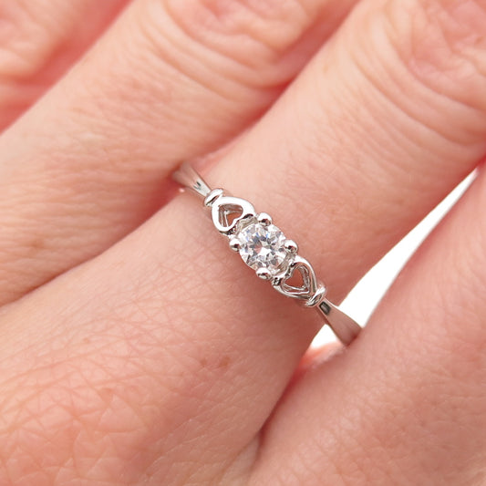 925 Sterling Silver Round-Cut C Z Heart Engagement Ring Size 8