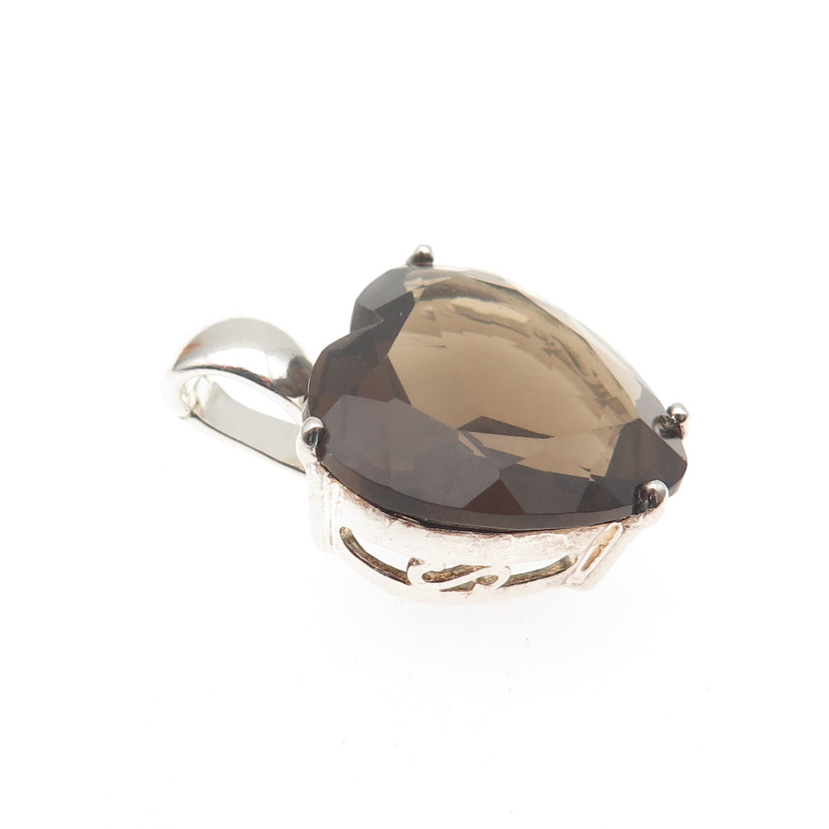 CHATEAU D'ARGENT & David Sigal Sterling Vintage Real Smoky Quartz Heart Pendant
