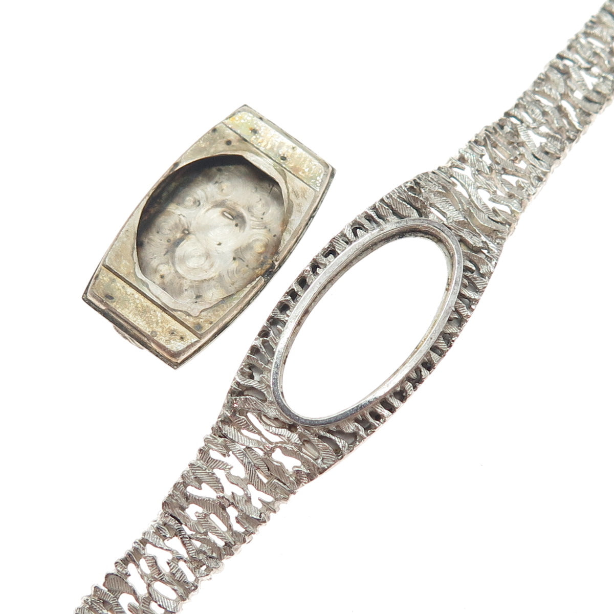 925 Sterling Silver Vintage Animal Pattern Ladies Watch Case Bracelet 6.25"