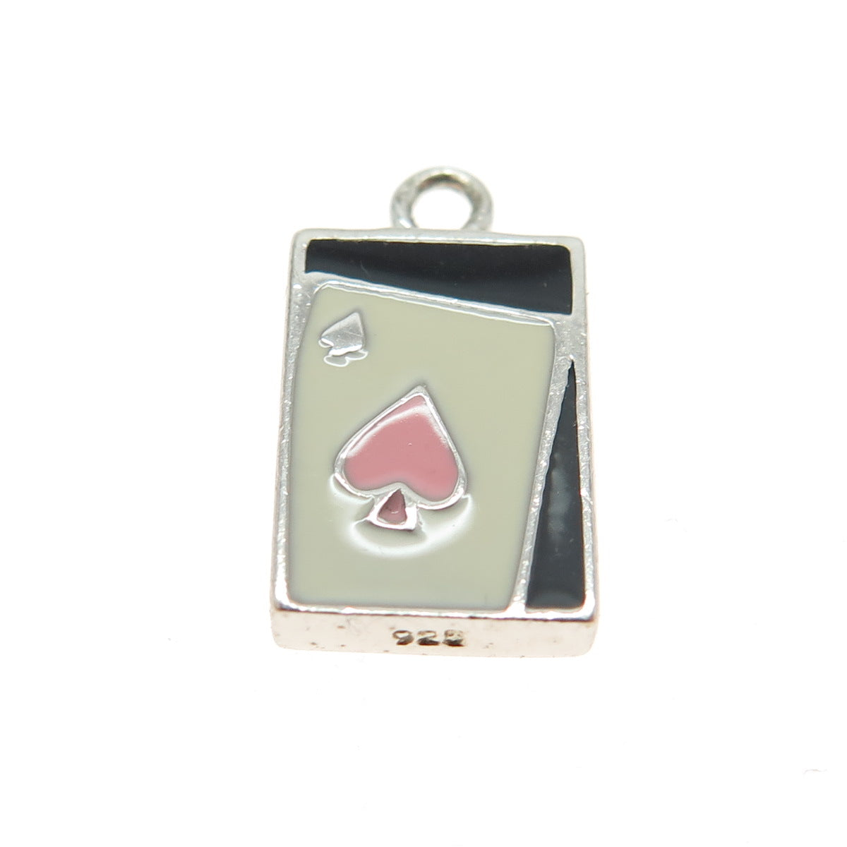 WORLD POKER TOUR 925 Sterling Silver Enamel Spades Suit Playing Card Pendant