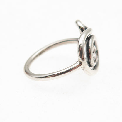 925 Sterling Silver Vintage C Z Modernist Swirl Oxidized Ring Size 6.75