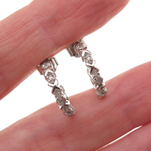 Charles Winston 925 Sterling Silver Real Round-Cut Diamond XO Hoop Earrings