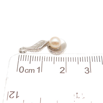 Marvel 925 Sterling Silver Antique Art Deco Real Pearl Floral Mini Slide Pendant