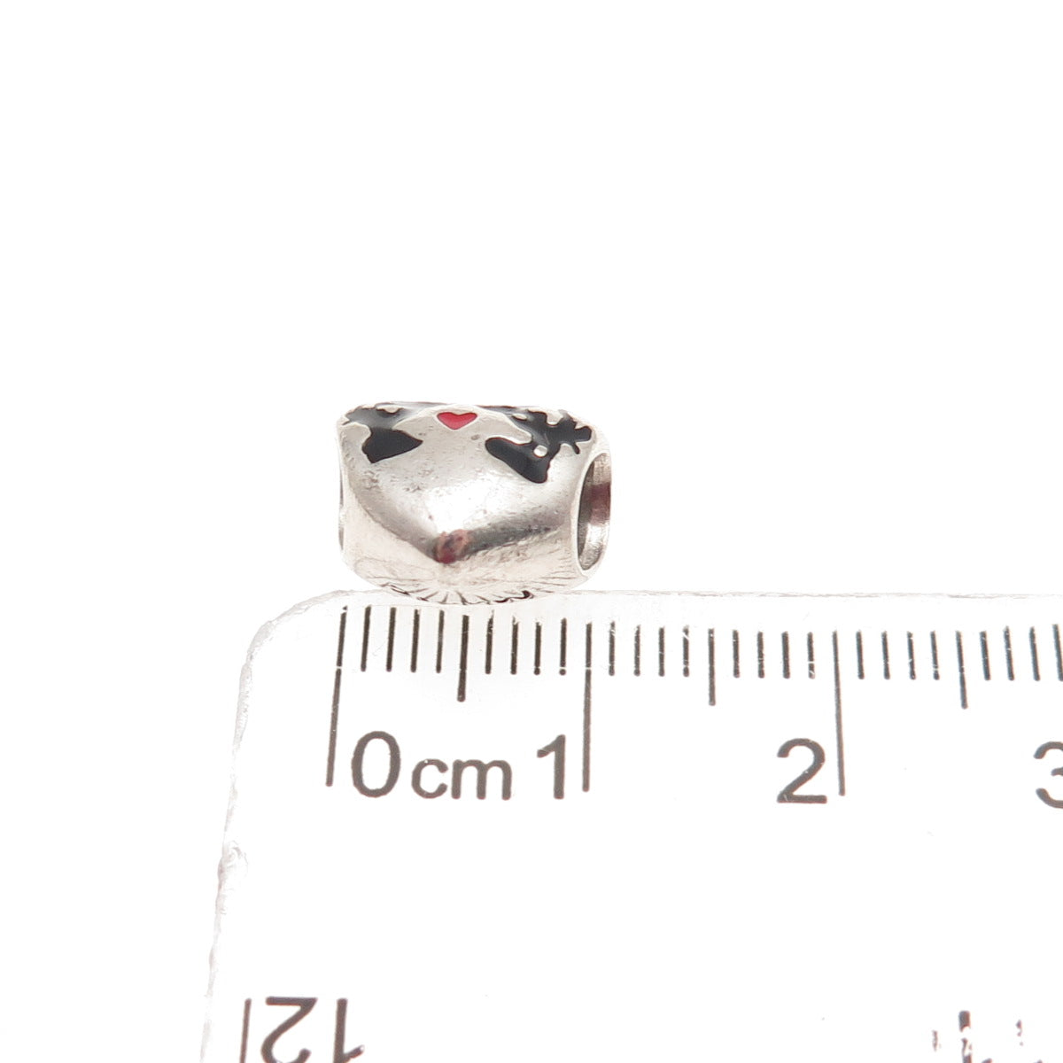 Pandora 925 Sterling Enamel Disney Minnie & Mickey Kiss Heart Slide Bead Charm