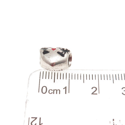 Pandora 925 Sterling Enamel Disney Minnie & Mickey Kiss Heart Slide Bead Charm