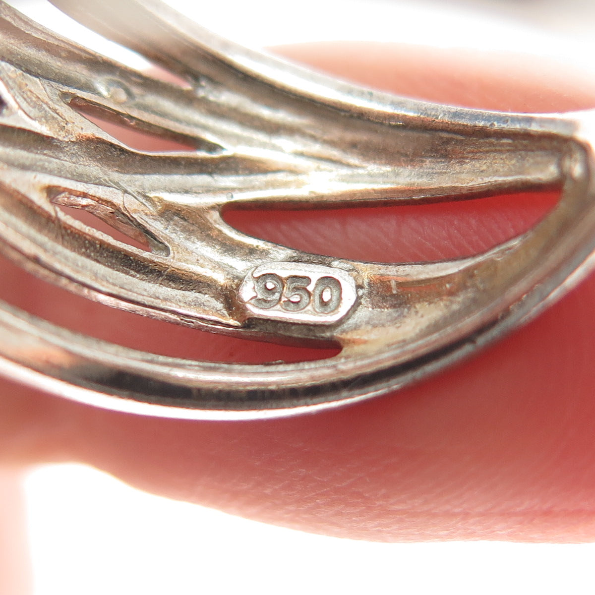 950 Silver Vintage Crisscross Ring Size 7.25