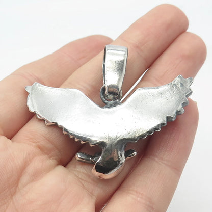 925 Sterling Silver Vintage Hawk Bird Pendant