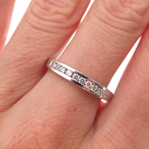 925 Sterling Silver Round-Cut C Z Half Eternity Band Ring Size 7.25