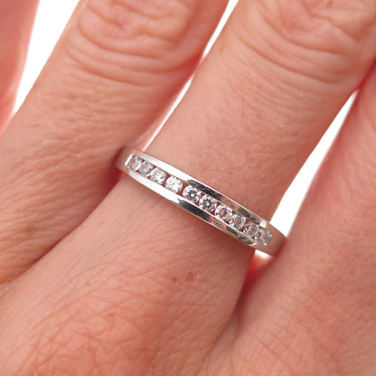 925 Sterling Silver Round-Cut C Z Half Eternity Band Ring Size 7.25