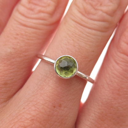 Pandora 925 Sterling Silver Real Peridot August Birthday Blooms Ring Size 6.75