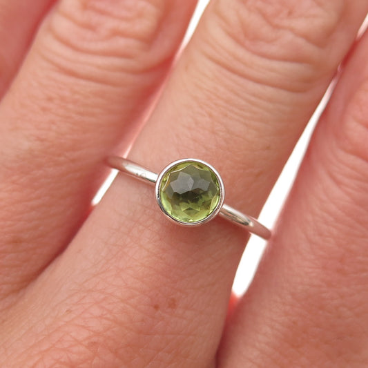 Pandora 925 Sterling Silver Real Peridot August Birthday Blooms Ring Size 6.75