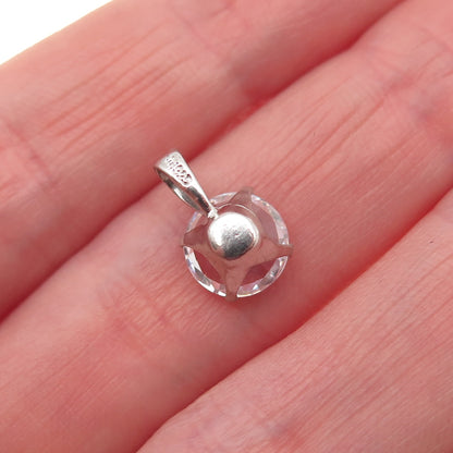 JH YOUNG 925 Sterling Silver Round-Cut C Z Mini Charm Pendant