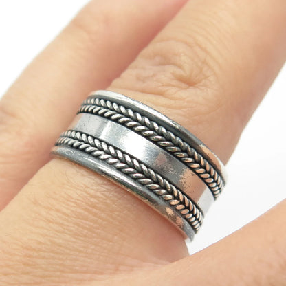 925 Sterling Silver Vintage Wheat Adjustable Ring Size 7.75