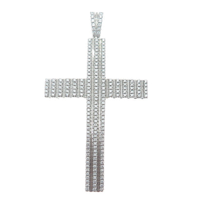 DESIGNS BY YAGI 925 Sterling Silver Round-Cut Shaped C Z Cross Sparkle Pendant