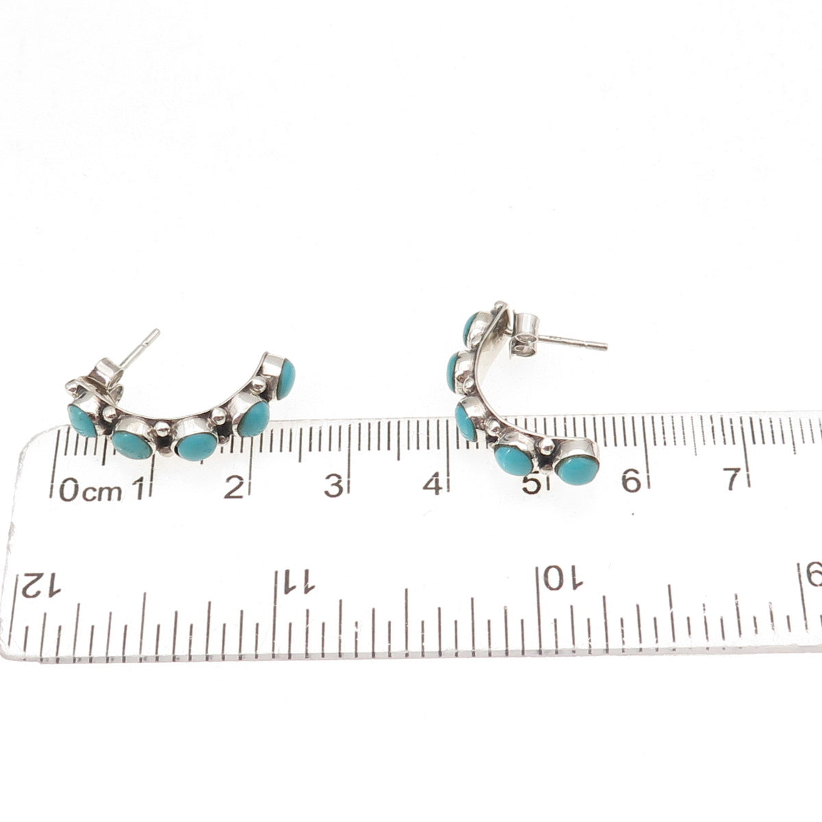 Old Pawn 925 Sterling Silver Vintage Southwestern Turquoise Tribal Earrings