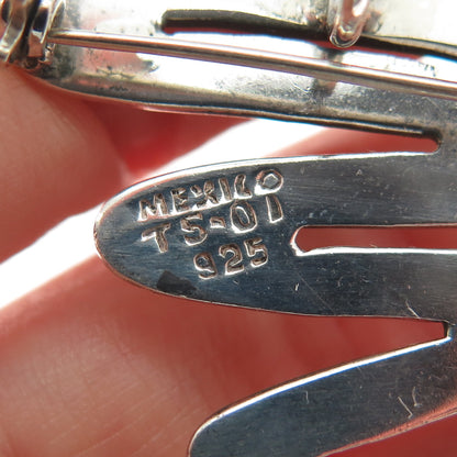 925 Sterling Silver Vintage Mexico Modernist Zig Zag Pin Brooch / Pendant