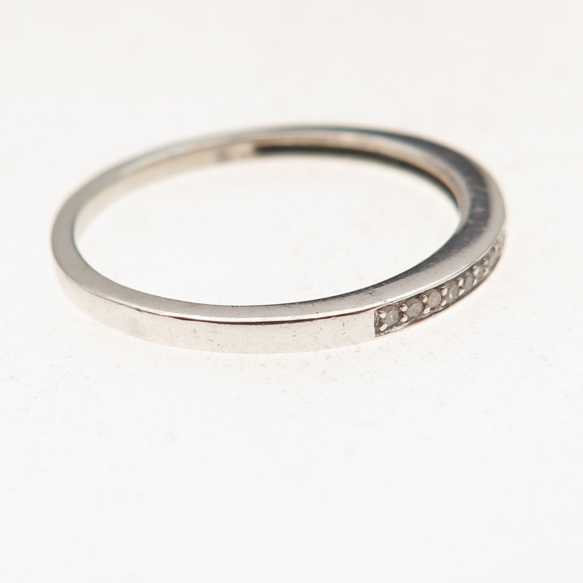 925 Sterling Silver Real Diamond Half Eternity Stackable Band Ring Size 10
