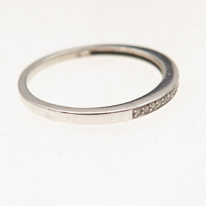 925 Sterling Silver Real Diamond Half Eternity Stackable Band Ring Size 10