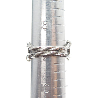 925 Sterling Silver Vintage Modernist Swirl Oxidized Ring Size 9