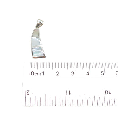 925 Sterling Silver Vintage Real MOP Modernist Charm Pendant