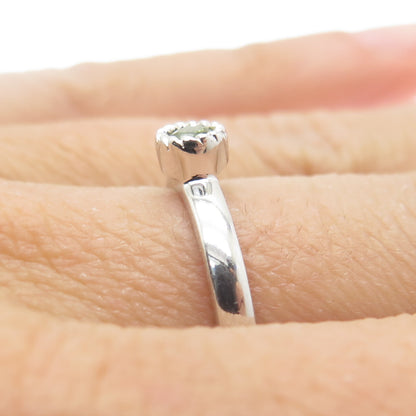 925 Sterling Silver Real Round-Cut Blue Topaz Gem Minimalist Ring Size 7.25