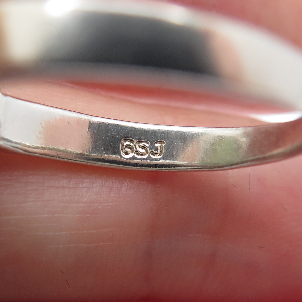 GSJ GOLD STONE 925 Sterling Silver Real Cabochon Jade Ring Size 8