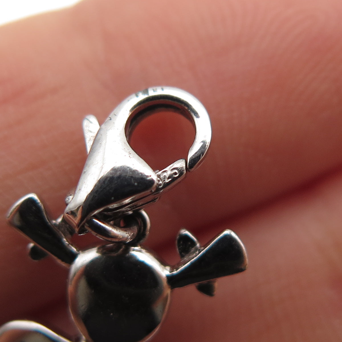 925 Sterling Silver Pink Enamel Angel Heart Lobster Lock Mini Charm Pendant