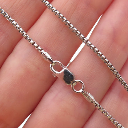 925 Sterling Silver Vintage Italy Round Box Chain Necklace 18"