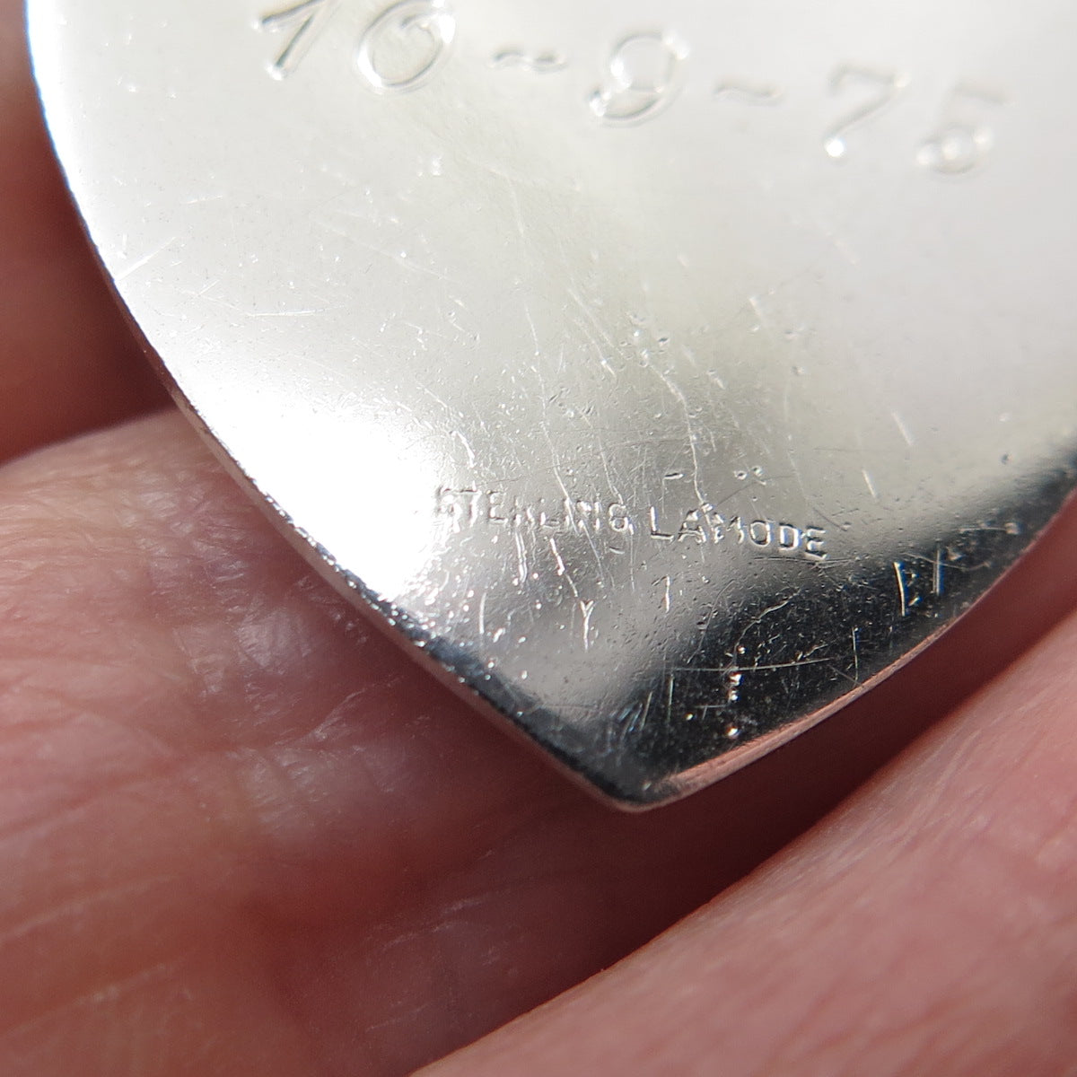 LAMODE 925 Sterling Silver Vintage Happy Anniversary Heart Tag Charm Pendant