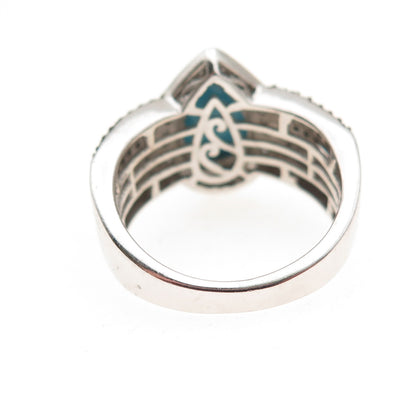 Chuck Clemency 925 Sterling Silver Real Turquoise Topaz & Spinel Ring Size 8.25