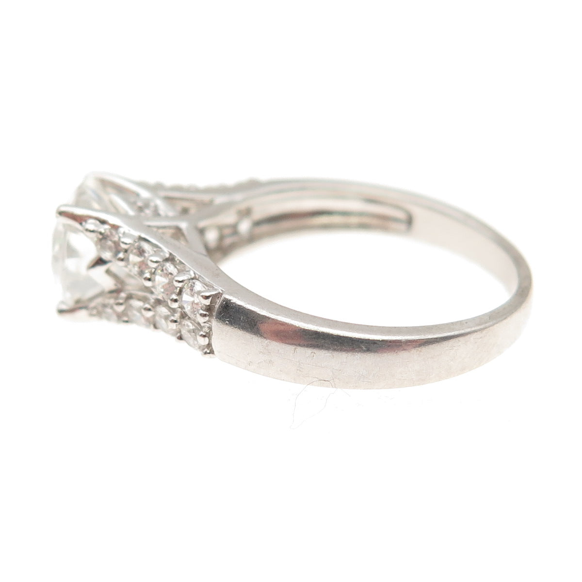 925 Sterling Silver Round-Cut C Z Engagement Ring Size 7.25