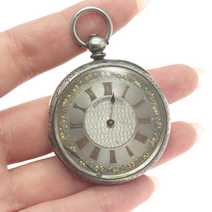 ANDRE MATHEY Antique Fine Silver Open-Face Pocket Watch #55839