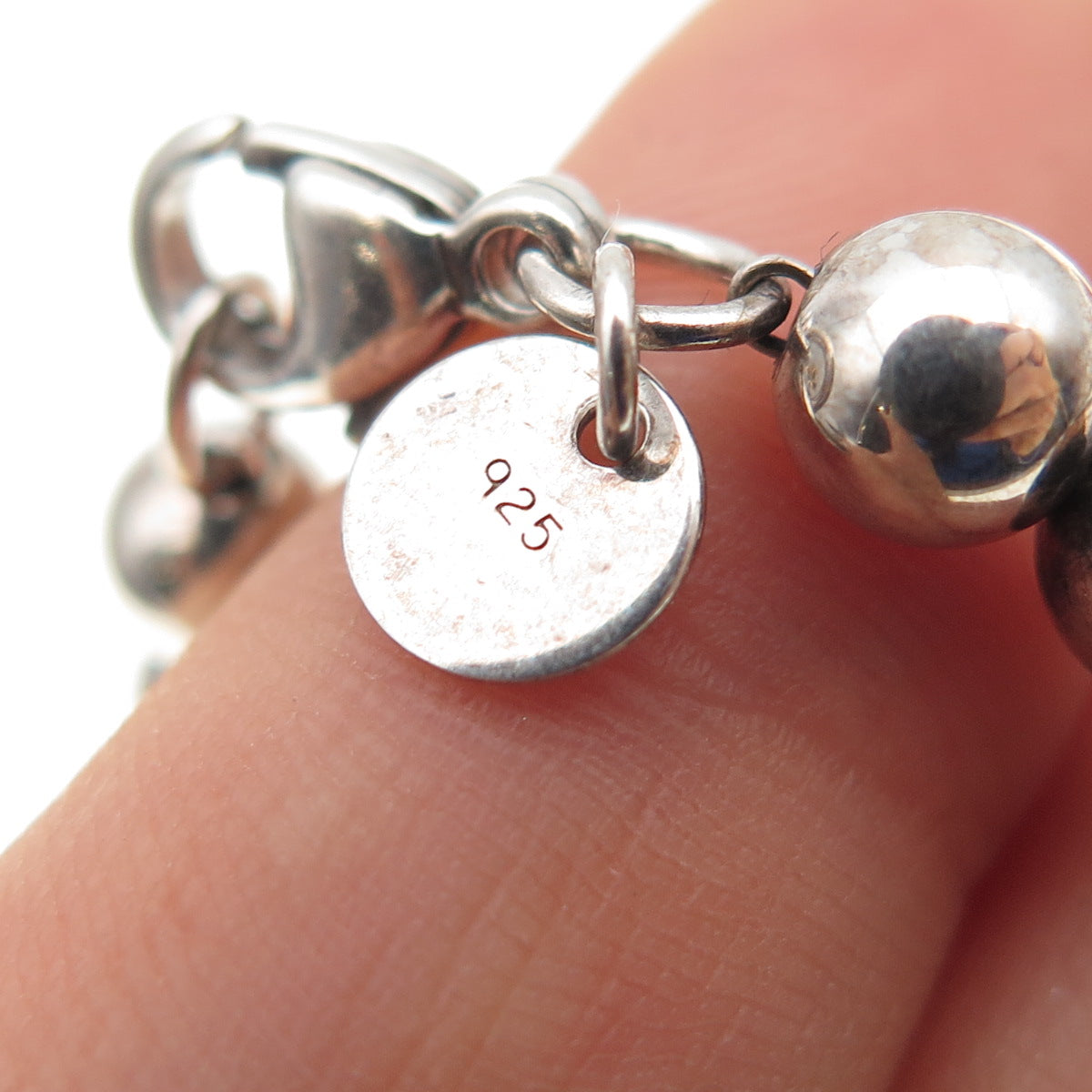 TIFFANY & CO. 925 Sterling Silver Vintage Graduated HardWear Beaded Necklace 16"