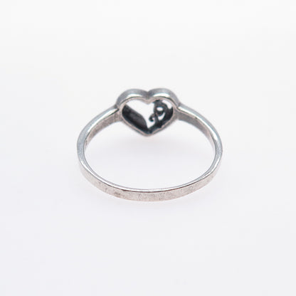925 Sterling Silver Vintage Swirl Heart Ring Size 7