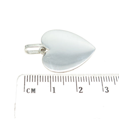 925 Sterling Silver Vintage FCC Ebgravable Heart Tag Charm Pendant