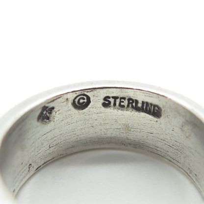 SUN WEST 925 Sterling Silver Vintage Checkers Band Ring Size 6