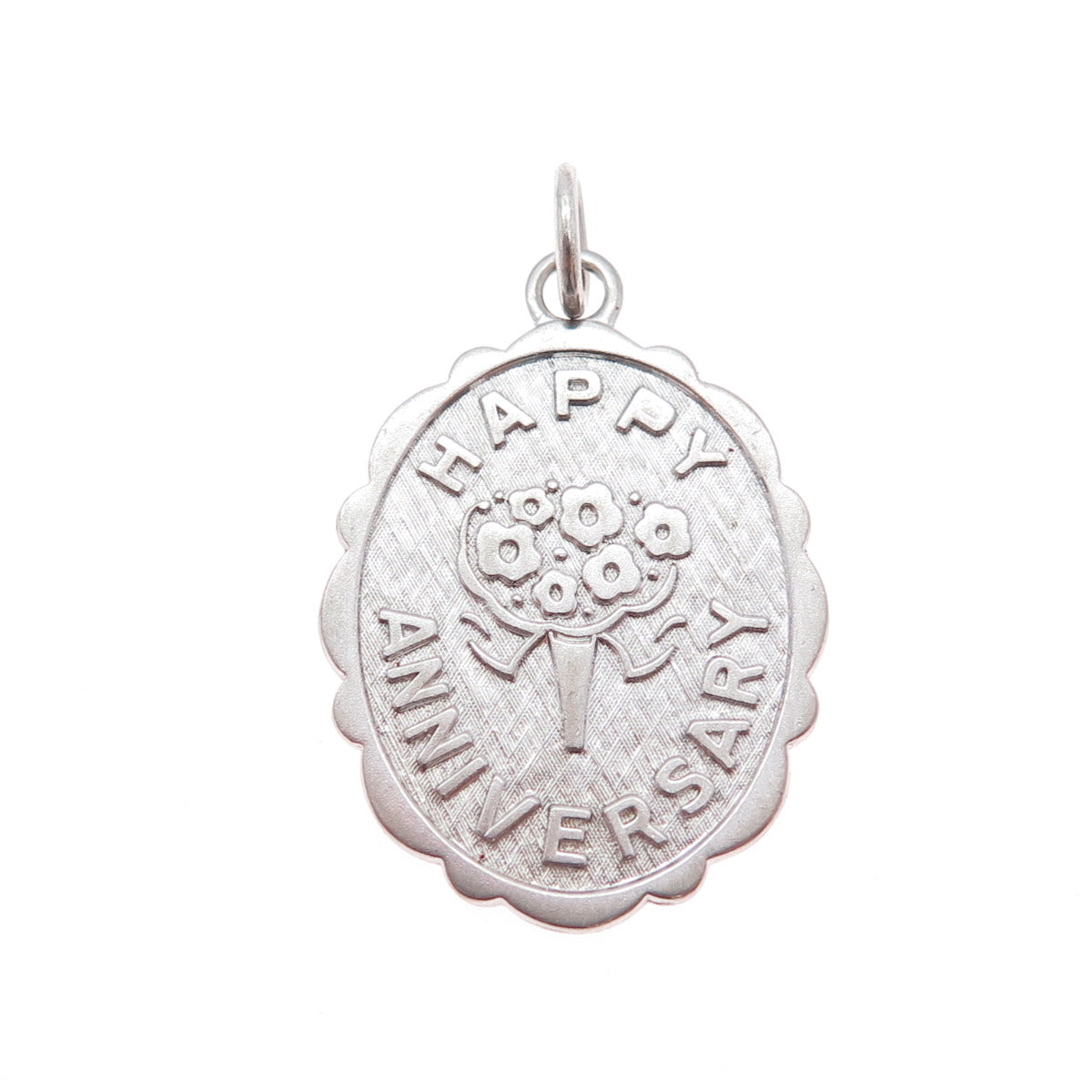 LAMODE 925 Sterling Silver Vintage Happy Anniversary Charm Pendant