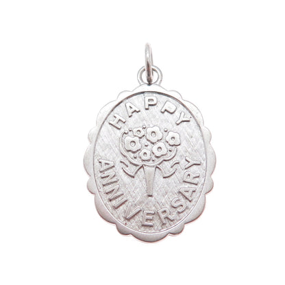 LAMODE 925 Sterling Silver Vintage Happy Anniversary Charm Pendant