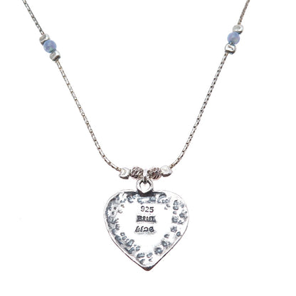 DIDAE 925 Sterling Silver Vintage Israel Real Opal Heart Chain Necklace 18"