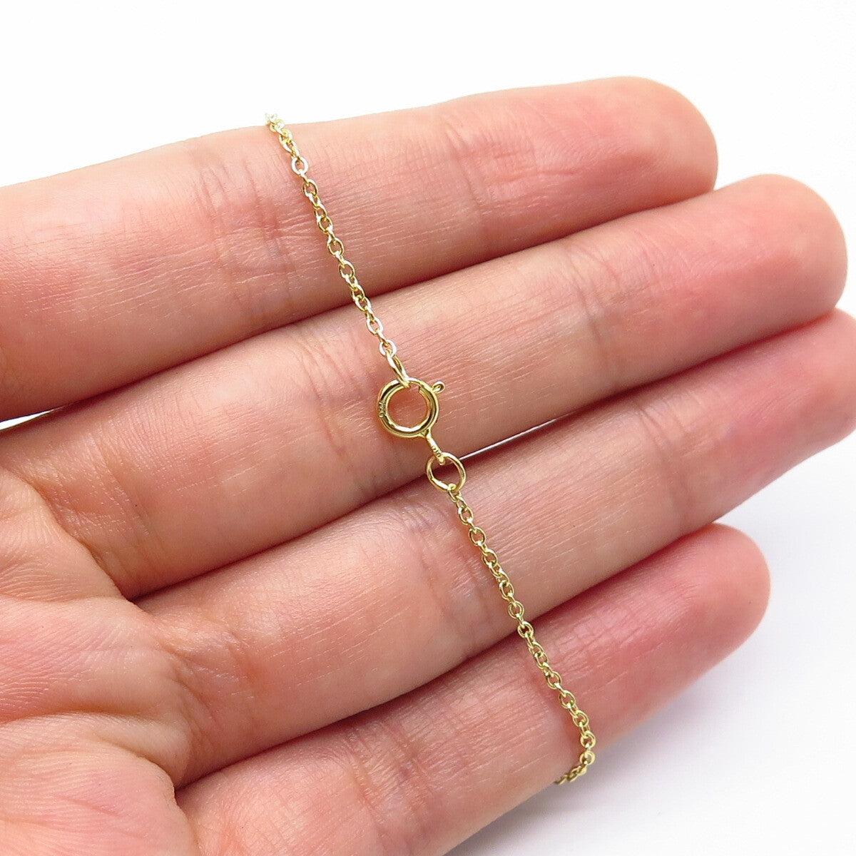 925 Sterling Silver Gold Plated White & Blue C Z Rolo Chain Necklace 18"