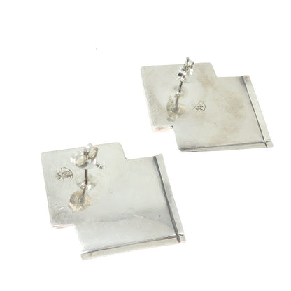 GREAT FALLS METAL WORKS 925 Sterling Silver Vintage MOP & Lapis Lazuli Earrings