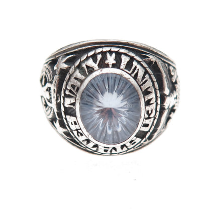 Jostens 925 Sterling Silver Vintage 1975 Blue C Z US Navy Ring Size 12.25